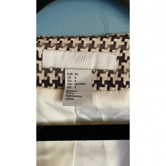 New HM Brown/Cream Houndstooth Blazer/Jacket Size‎ 4 - Picture 10 of 10
